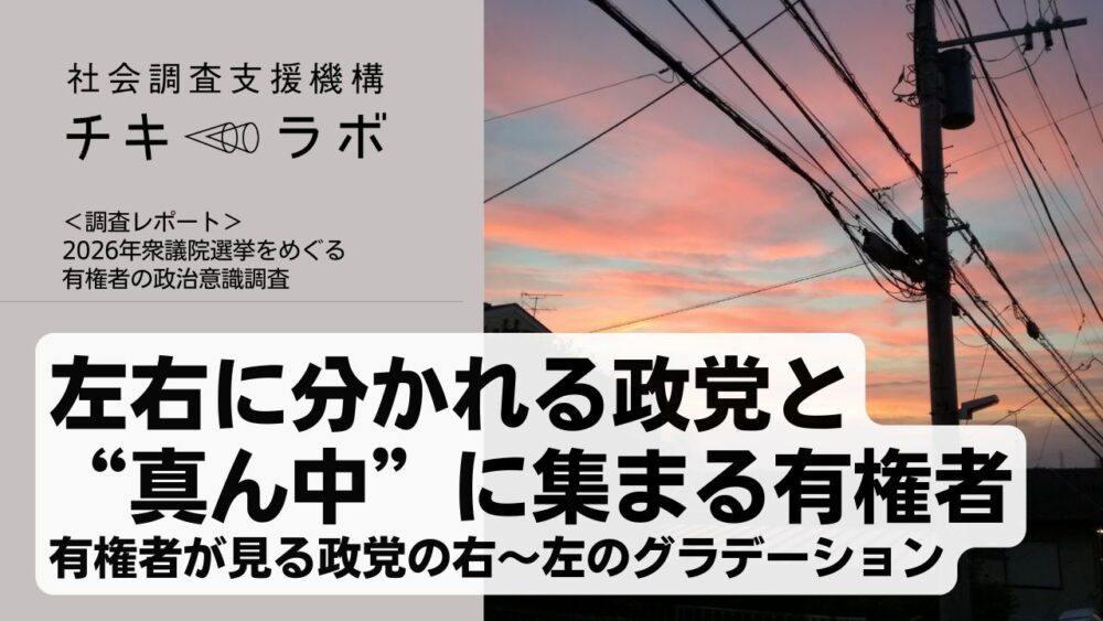 左右に分かれる政党と“真ん中”に集まる有権者　有権者が見る政党の右～左のグラデーション
